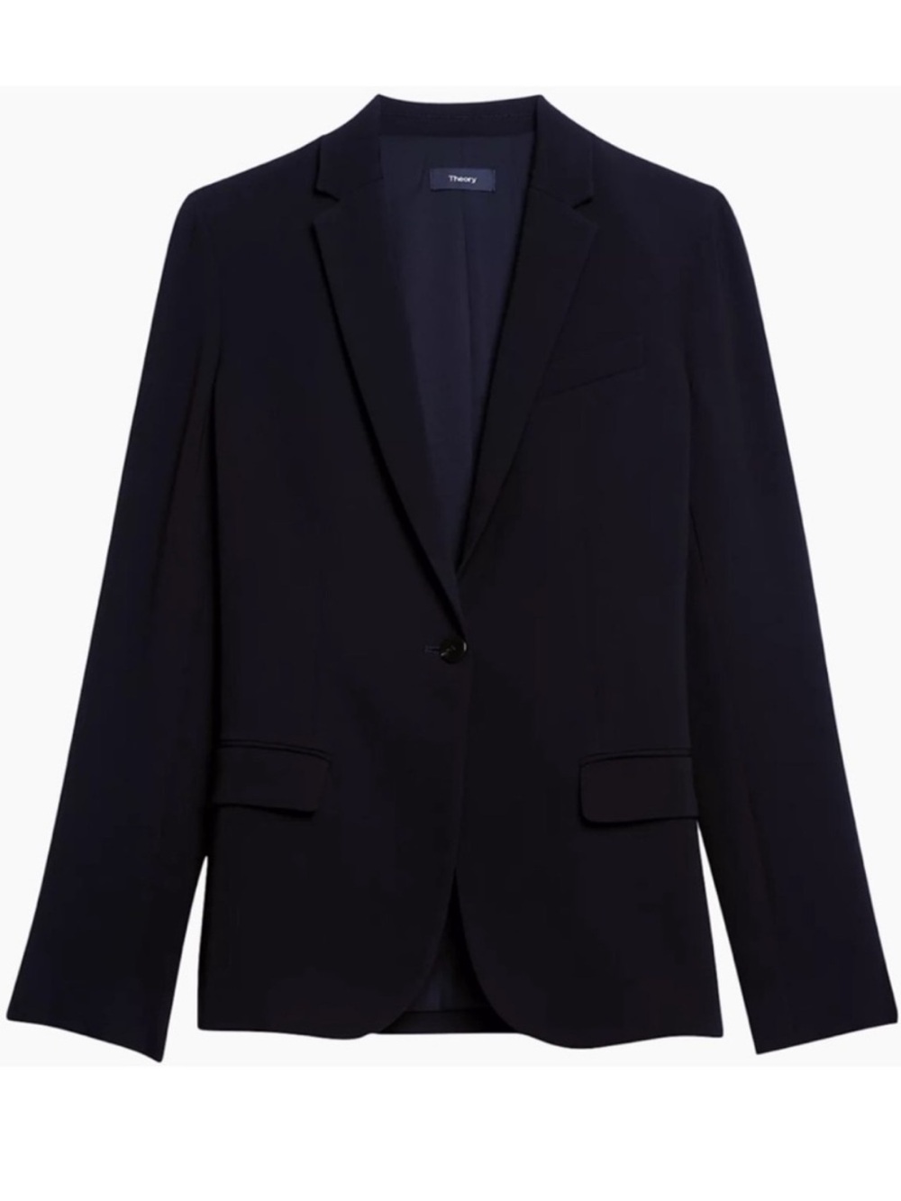 Theory Staple Classic Crepe Single Button Blazer Black Size 4 Retail $495.00 EUC